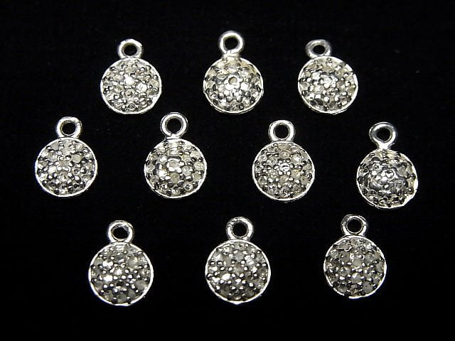 [Video] Diamond Coin Charm 6x6x2mm Silver925 1pc