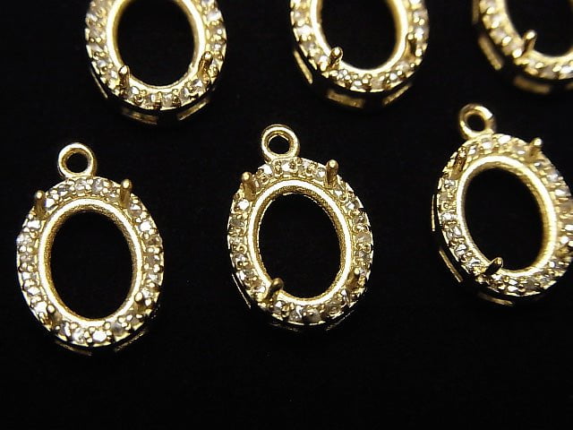 [Video] Diamond Pendant Frame Oval Faceted 8x6mm 18KGP 1pc