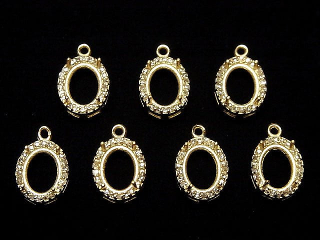 [Video] Diamond Pendant Frame Oval Faceted 8x6mm 18KGP 1pc