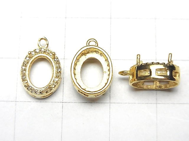 [Video] Diamond Pendant Frame Oval Faceted 8x6mm 18KGP 1pc