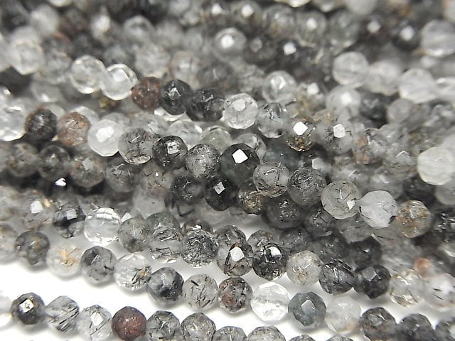 [Video] High Quality! Tourmaline Quartz AA++ Faceted Round 3mm 1strand beads (aprx.15inch / 37cm)