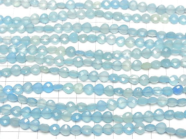 [Video] Blue Chalcedony AAA Vertical Hole Heart cut 6x6mm 1strand beads (aprx.6inch / 16cm)