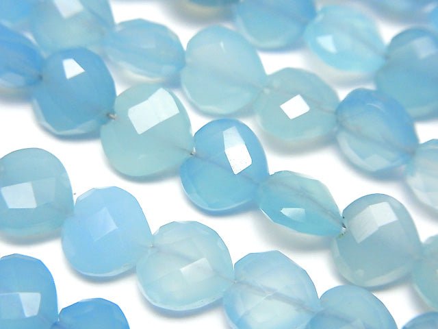 [Video] Blue Chalcedony AAA Vertical Hole Heart cut 8x8mm half or 1strand beads (aprx.6inch / 16cm)