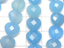 [Video] Blue Chalcedony AAA Vertical Hole Heart cut 10x10mm half or 1strand beads (aprx.6inch / 16cm)