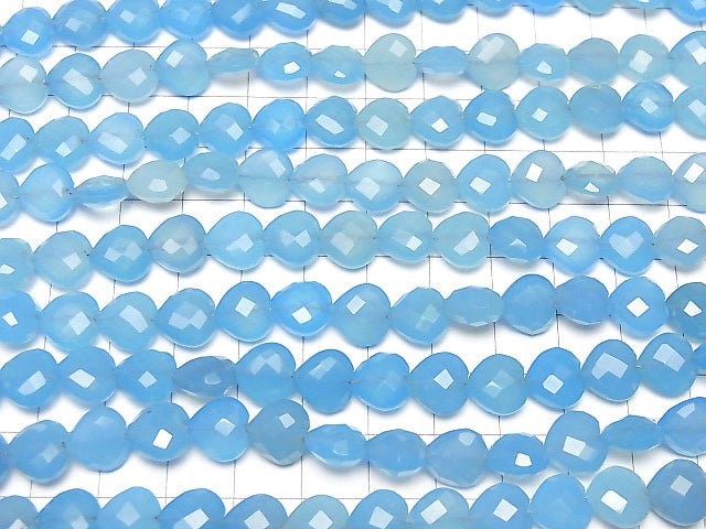 [Video] Blue Chalcedony AAA Vertical Hole Heart cut 10x10mm half or 1strand beads (aprx.6inch / 16cm)