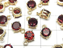 [Video] High Quality Mozambique Garnet AAA Bezel Setting Round Faceted 7x7mm 18KGP 2pcs