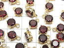 [Video] High Quality Mozambique Garnet AAA Bezel Setting Round Faceted 7x7mm 18KGP 2pcs