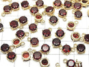 [Video] High Quality Mozambique Garnet AAA Bezel Setting Round Faceted 7x7mm 18KGP 2pcs