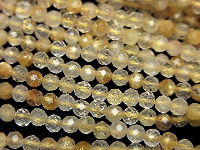 [Video]High Quality! Rutilated Quartz AA++ Faceted Round 3mm 1strand beads (aprx.15inch/38cm)