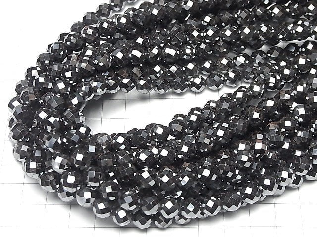 [Video] Hematite AAA 64Faceted Round 8mm 1strand beads (aprx.15inch/38cm)