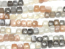 [Video] High Quality Multi Color Moonstone AA++ Cube Shape half or 1strand beads (aprx.7inch / 18cm)
