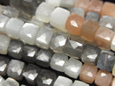 [Video] High Quality Multi Color Moonstone AA++ Cube Shape half or 1strand beads (aprx.7inch / 18cm)