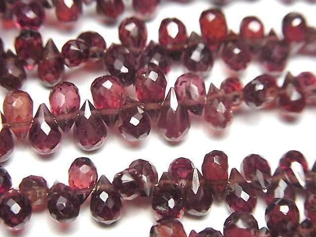 [Video]High Quality Mozambique Garnet AAA- Drop Faceted Briolette half or 1strand beads (aprx.7inch/18cm)