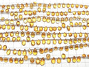 [Video] High Quality Citrine AAA Pear shape Faceted Briolette half or 1strand beads (aprx.7inch / 18cm)