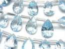 [Video]High Quality Sky Blue Topaz AAA Pear shape Concave Cut 12x8mm half or 1strand (8pcs)