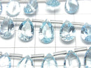 [Video]High Quality Sky Blue Topaz AAA Pear shape Concave Cut 12x8mm half or 1strand (8pcs)
