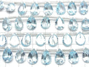 [Video]High Quality Sky Blue Topaz AAA Pear shape Concave Cut 12x8mm half or 1strand (8pcs)
