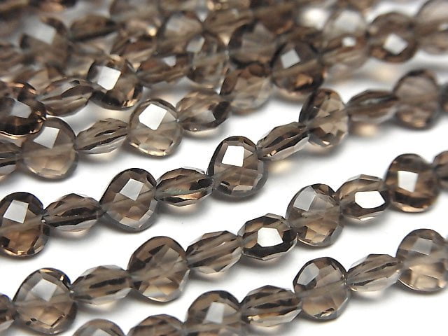 [Video] High Quality Smoky Quartz AAA- Vertical Hole Heart cut 6x6mm half or 1strand beads (aprx.6inch / 16cm)
