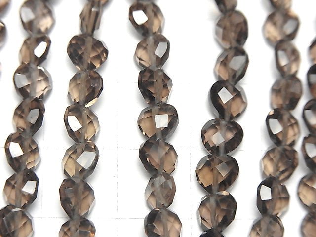 [Video] High Quality Smoky Quartz AAA- Vertical Hole Heart cut 6x6mm half or 1strand beads (aprx.6inch / 16cm)