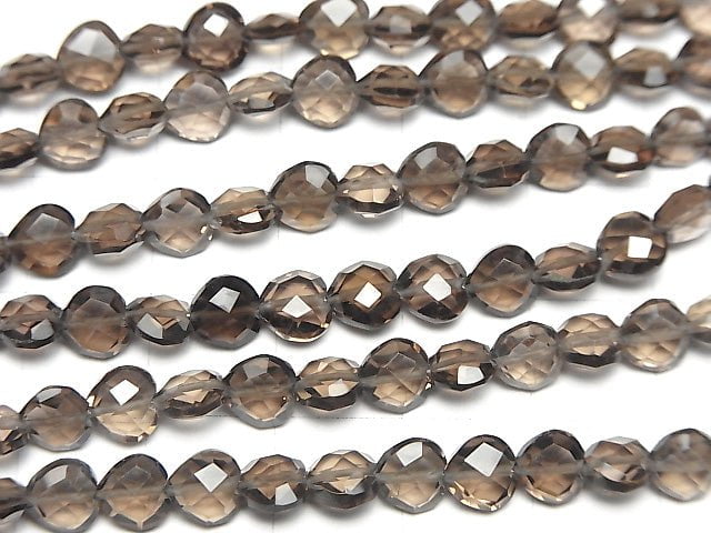 [Video] High Quality Smoky Quartz AAA- Vertical Hole Heart cut 6x6mm half or 1strand beads (aprx.6inch / 16cm)