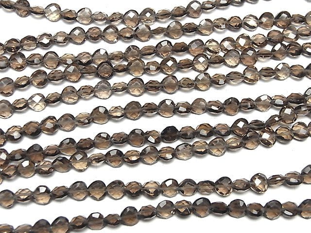 [Video] High Quality Smoky Quartz AAA- Vertical Hole Heart cut 6x6mm half or 1strand beads (aprx.6inch / 16cm)