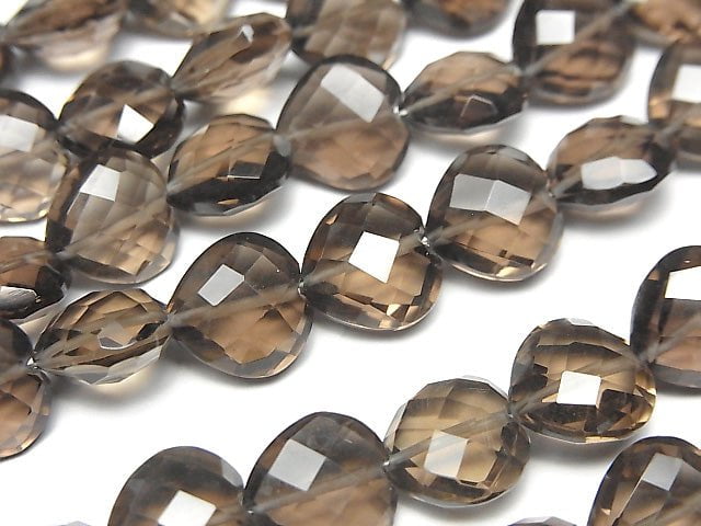 [Video] High Quality Smoky Quartz AAA- Vertical Hole Heart cut 10x10mm half or 1strand beads (aprx.6inch / 16cm)
