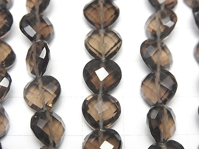 [Video] High Quality Smoky Quartz AAA- Vertical Hole Heart cut 10x10mm half or 1strand beads (aprx.6inch / 16cm)