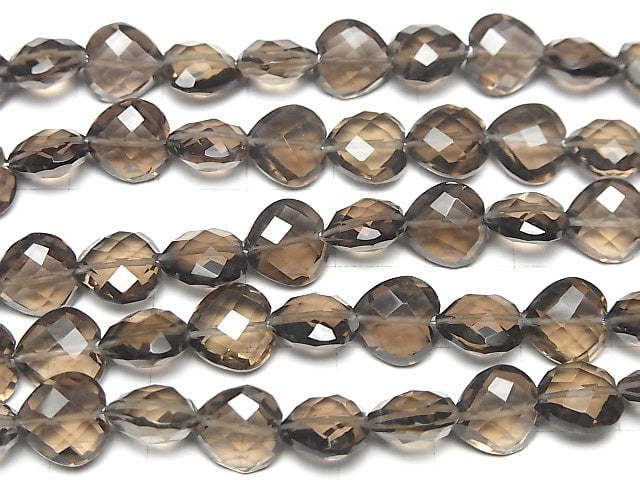 [Video] High Quality Smoky Quartz AAA- Vertical Hole Heart cut 10x10mm half or 1strand beads (aprx.6inch / 16cm)