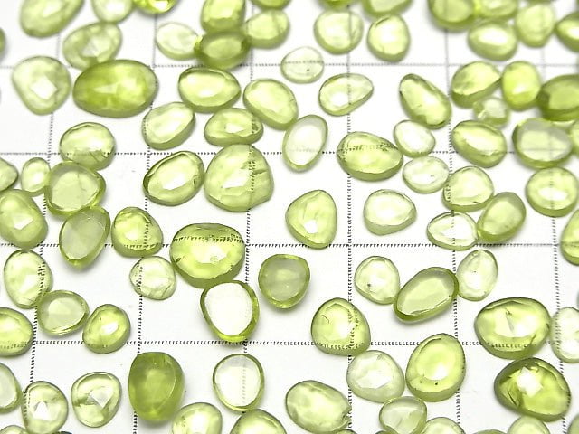 [Video] High Quality Peridot AAA- Loose stone Freeform Single Sided Rose Cut 5pcs