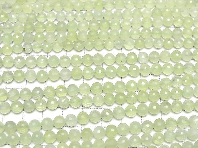 [Video]High Quality! Prehnite AAA- 128Faceted Round 5.5mm 1strand beads (aprx.15inch/37cm)