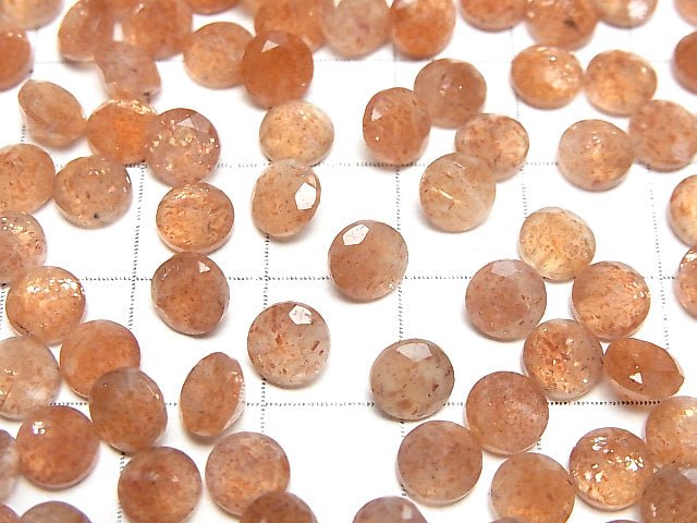 [Video] High Quality Sunstone AAA Loose stone Round Faceted 6x6mm 5pcs