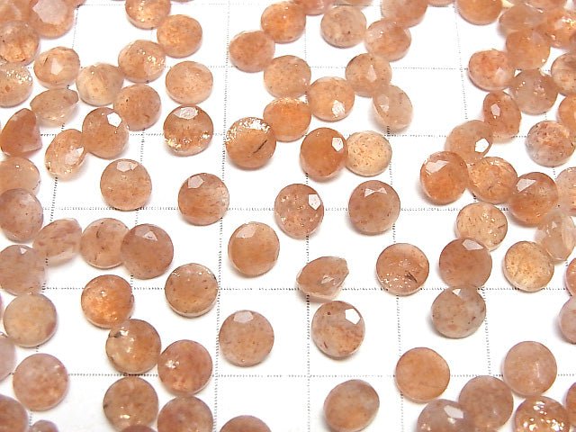 [Video] High Quality Sunstone AAA Loose stone Round Faceted 6x6mm 5pcs