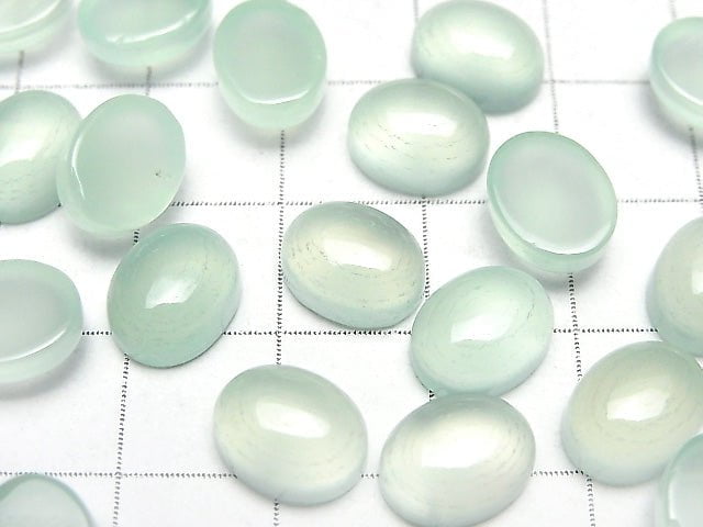 [Video] Mint Green Chalcedony AAA Oval Cabochon 10x8mm 5pcs