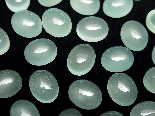 [Video] Mint Green Chalcedony AAA Oval Cabochon 10x8mm 5pcs