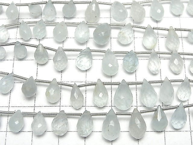 [Video]High Quality Aquamarine AA++ Drop Faceted Briolette half or 1strand beads (aprx.6inch/16cm)