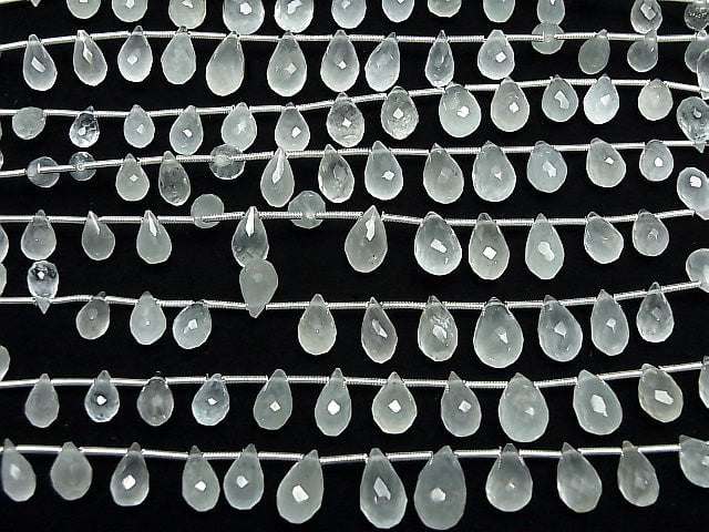 [Video]High Quality Aquamarine AA++ Drop Faceted Briolette half or 1strand beads (aprx.6inch/16cm)