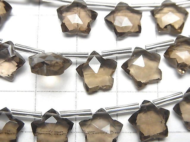 [Video] High Quality Smoky Quartz AAA Faceted Star 10x10mm 1strand (9pcs)