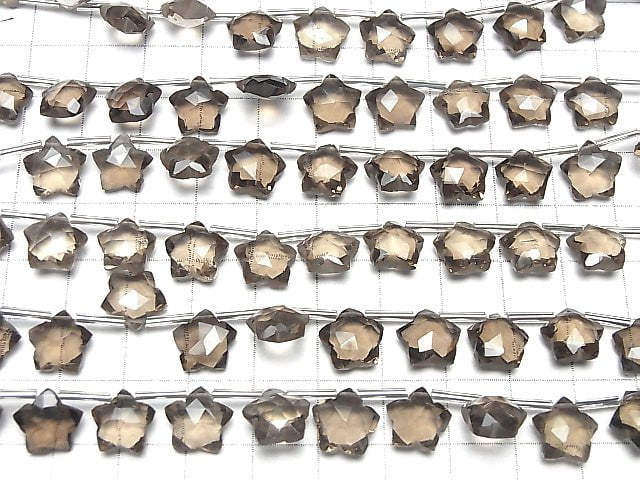 [Video] High Quality Smoky Quartz AAA Faceted Star 10x10mm 1strand (9pcs)