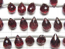 [Video] High Quality Garnet AA++ Drop Faceted Briolette half or 1strand beads (aprx.7inch / 18cm)