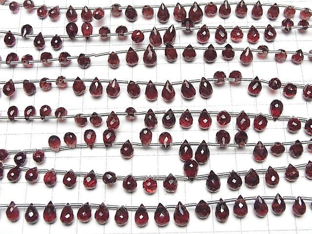 [Video] High Quality Garnet AA++ Drop Faceted Briolette half or 1strand beads (aprx.7inch / 18cm)