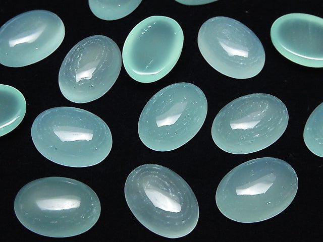 Calcédoine Bleu de Mer AAA Ovale Cabochon 18x13mm 2 pièces