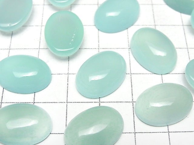 Calcédoine Bleu de Mer AAA Ovale Cabochon 18x13mm 2 pièces