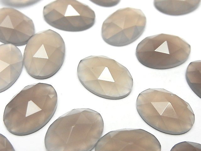 Gray Onyx Oval Rose Cut 14x10mm 4pcs