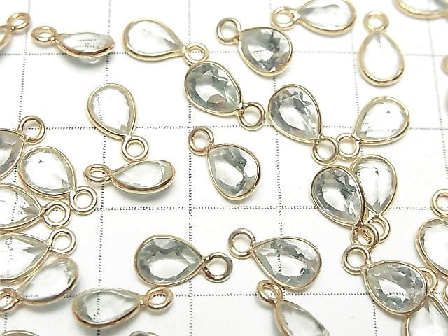 [Video]High Quality Green Amethyst AAA Bezel Setting Pear shape Faceted 8x6mm 18KGP 4pcs