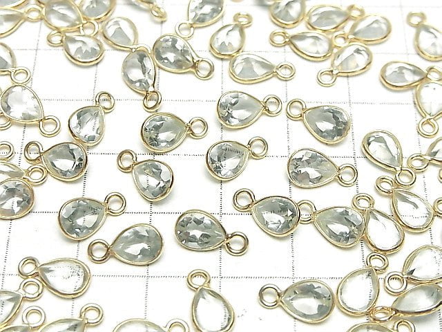 [Video]High Quality Green Amethyst AAA Bezel Setting Pear shape Faceted 8x6mm 18KGP 4pcs