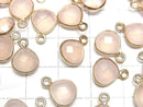 [Video]High Quality Pink Color Chalcedony AAA Bezel Setting Chestnut Shape 9x9mm 18KGP 3pcs