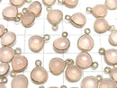 [Video]High Quality Pink Color Chalcedony AAA Bezel Setting Chestnut Shape 9x9mm 18KGP 3pcs