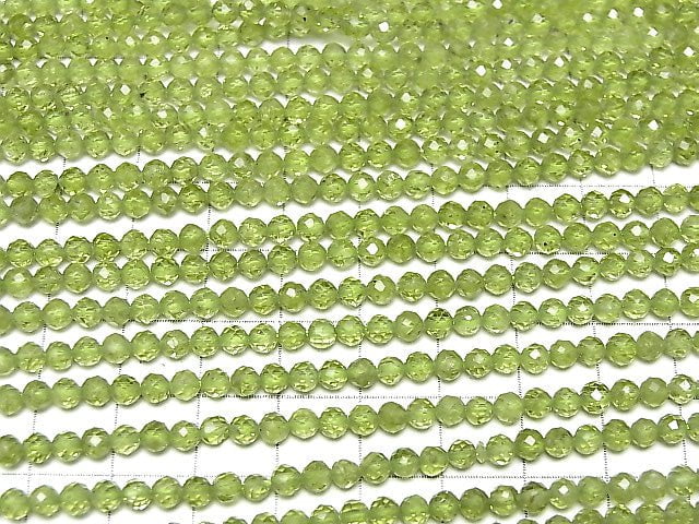 [Video]High Quality! Peridot AAA Faceted Round 4mm half or 1strand beads (aprx.15inch/37cm)