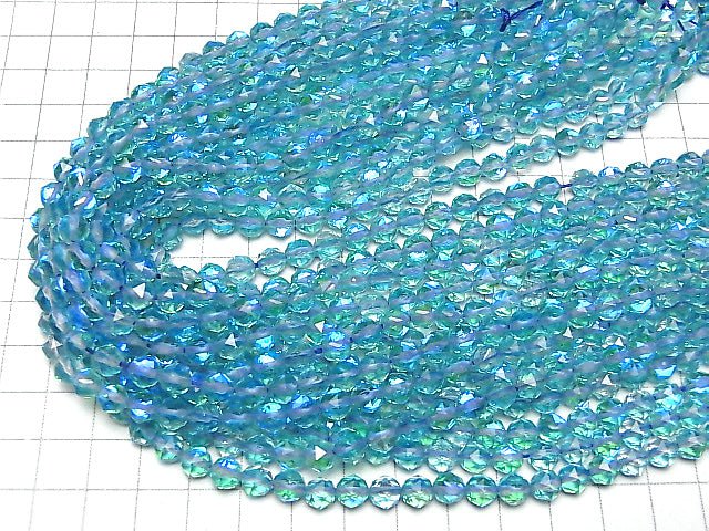 High Quality! 1strand $7.79! Aqua Blue Luna Flash #2 Star Faceted Round 6mm 1strand beads (aprx.15inch / 37cm)