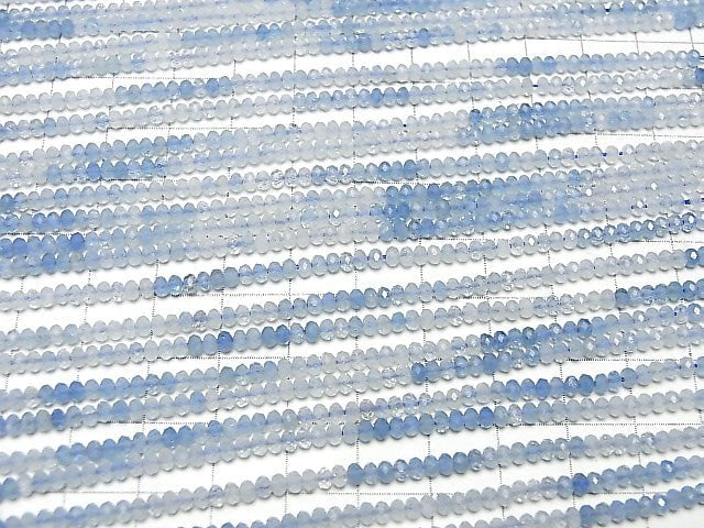 [Video] High Quality!  1strand $15.99! Aquamarine AA++ Faceted Button Rondelle 3x3x2mm 1strand beads (aprx.15inch/38cm)